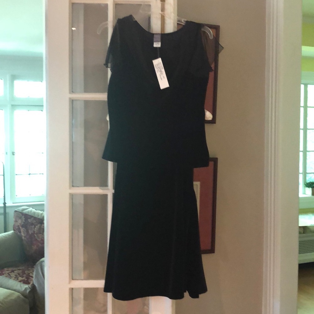 Black velvet two piece evening ensemble